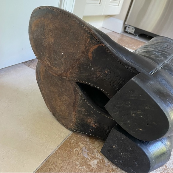 Tony Lama Black Cowboy Boots - Picture 4 of 5